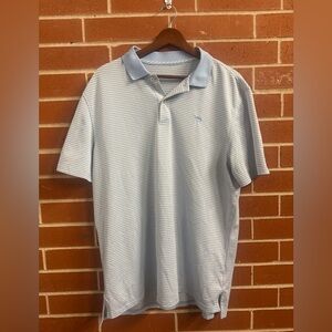 Southern Tide Men’s Striped Polo Shirt Blue White Large Performance Golf Preppy